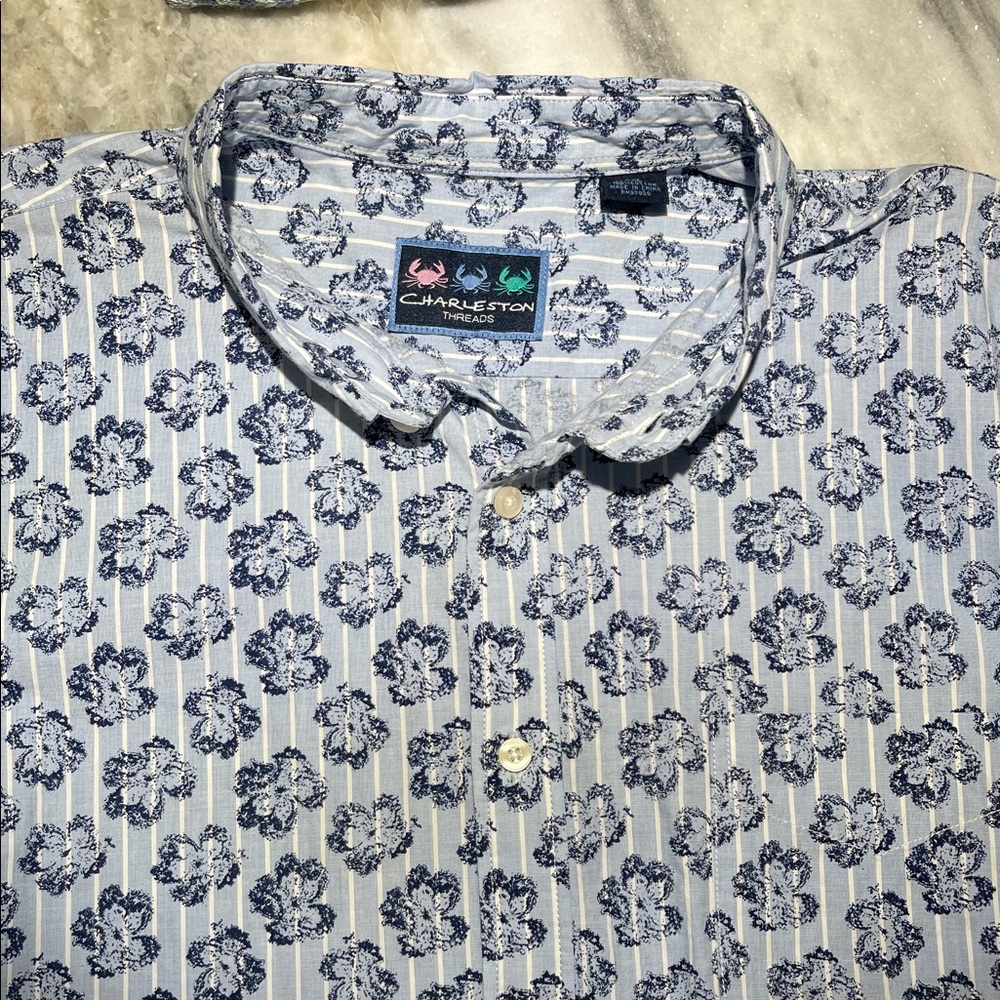 Charleston Threads Blue Floral Shirt